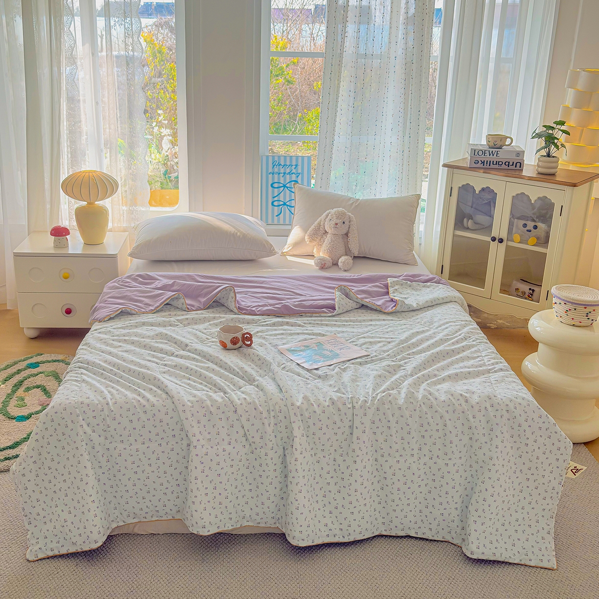 91家纺网 家纺一手货源 找家纺 宜梦家居 2026新款水洗棉皱皱纱夏被夏凉被空调被 温柔浪漫