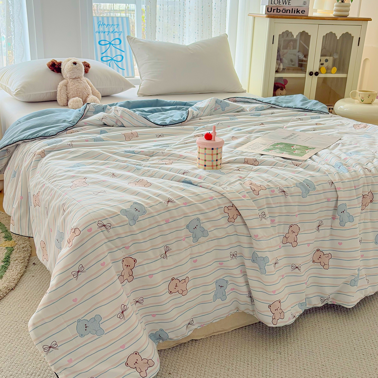 91家纺网 家纺一手货源 找家纺 宜梦家居 2026新款水洗棉皱皱纱夏被夏凉被空调被 甜美可爱