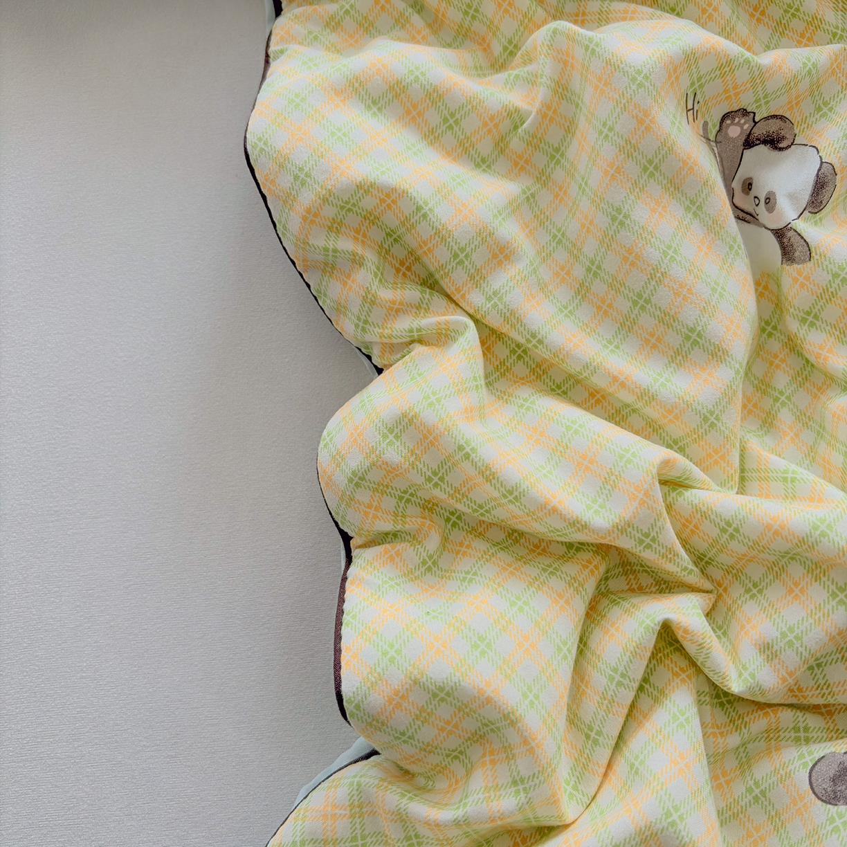 91家纺网 家纺一手货源 找家纺 宜梦家居 2026新款水洗棉皱皱纱夏被夏凉被空调被 熊猫乐园