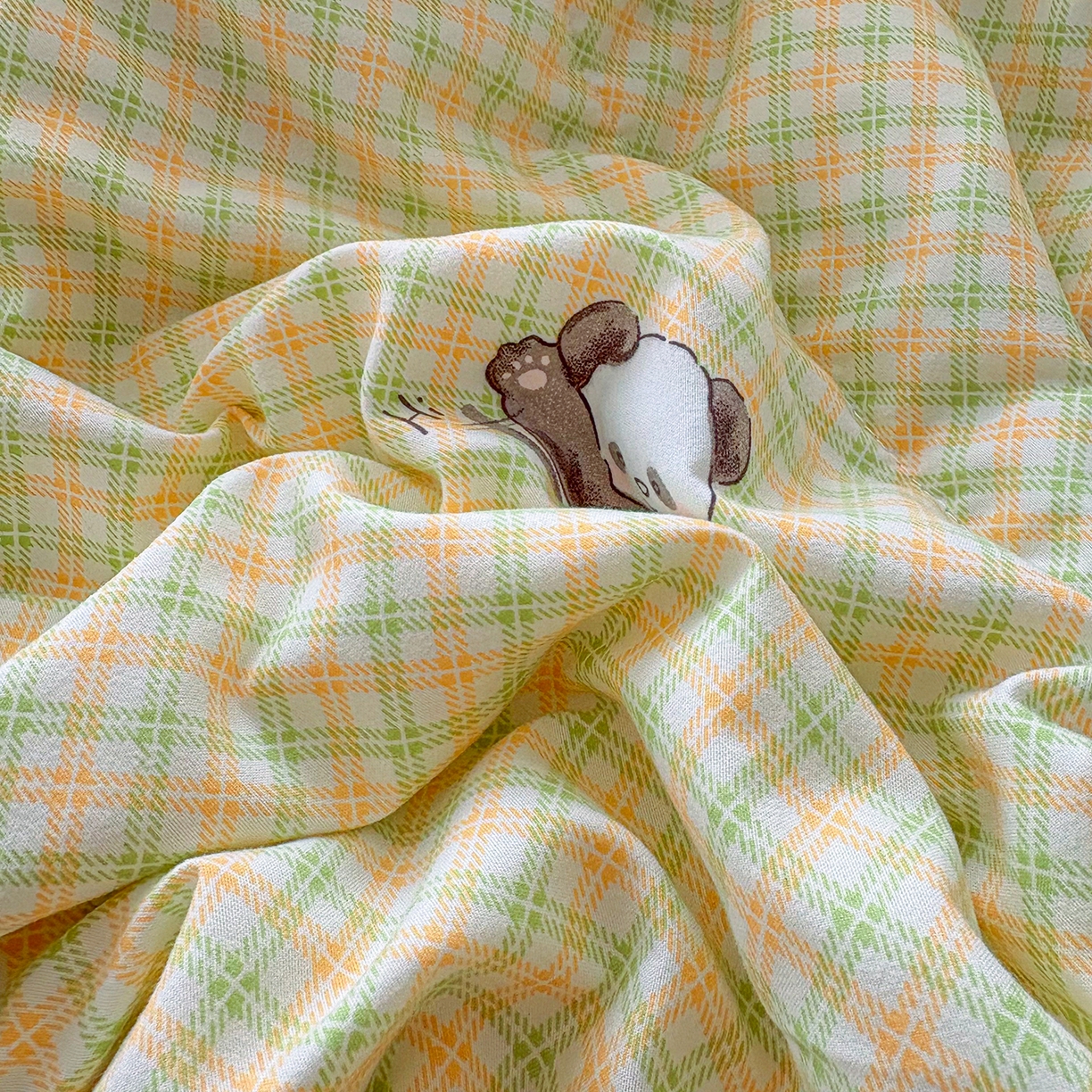 91家纺网 家纺一手货源 找家纺 宜梦家居 2026新款水洗棉皱皱纱夏被夏凉被空调被 熊猫乐园