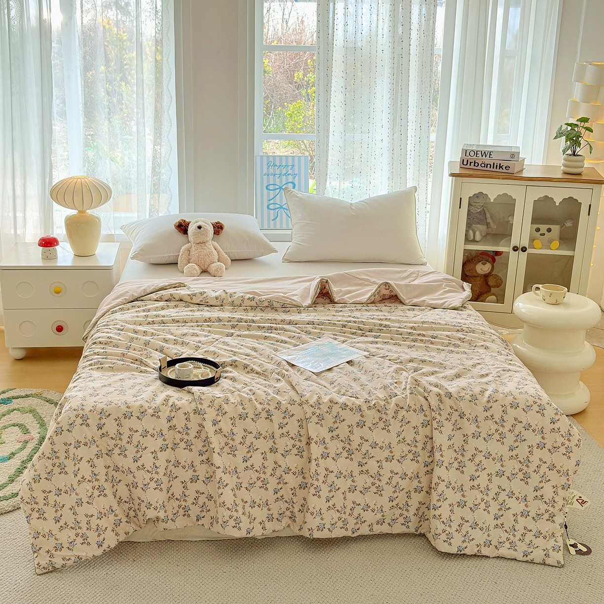 91家纺网 家纺一手货源 找家纺 宜梦家居 2026新款水洗棉皱皱纱夏被夏凉被空调被 花色娇美