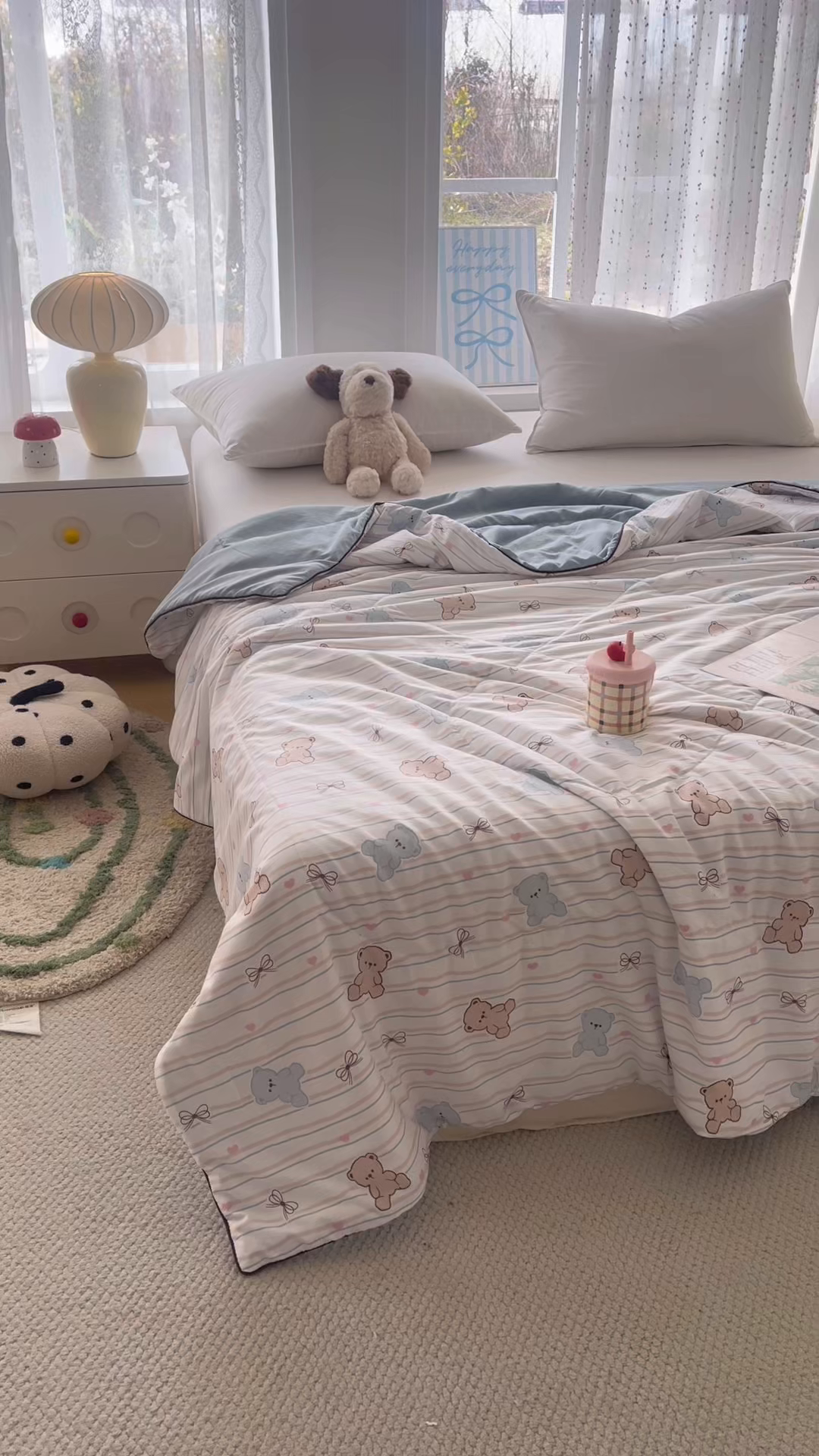 91家纺网 家纺一手货源 找家纺 宜梦家居 2026新款水洗棉皱皱纱夏被夏凉被空调被 甜美可爱