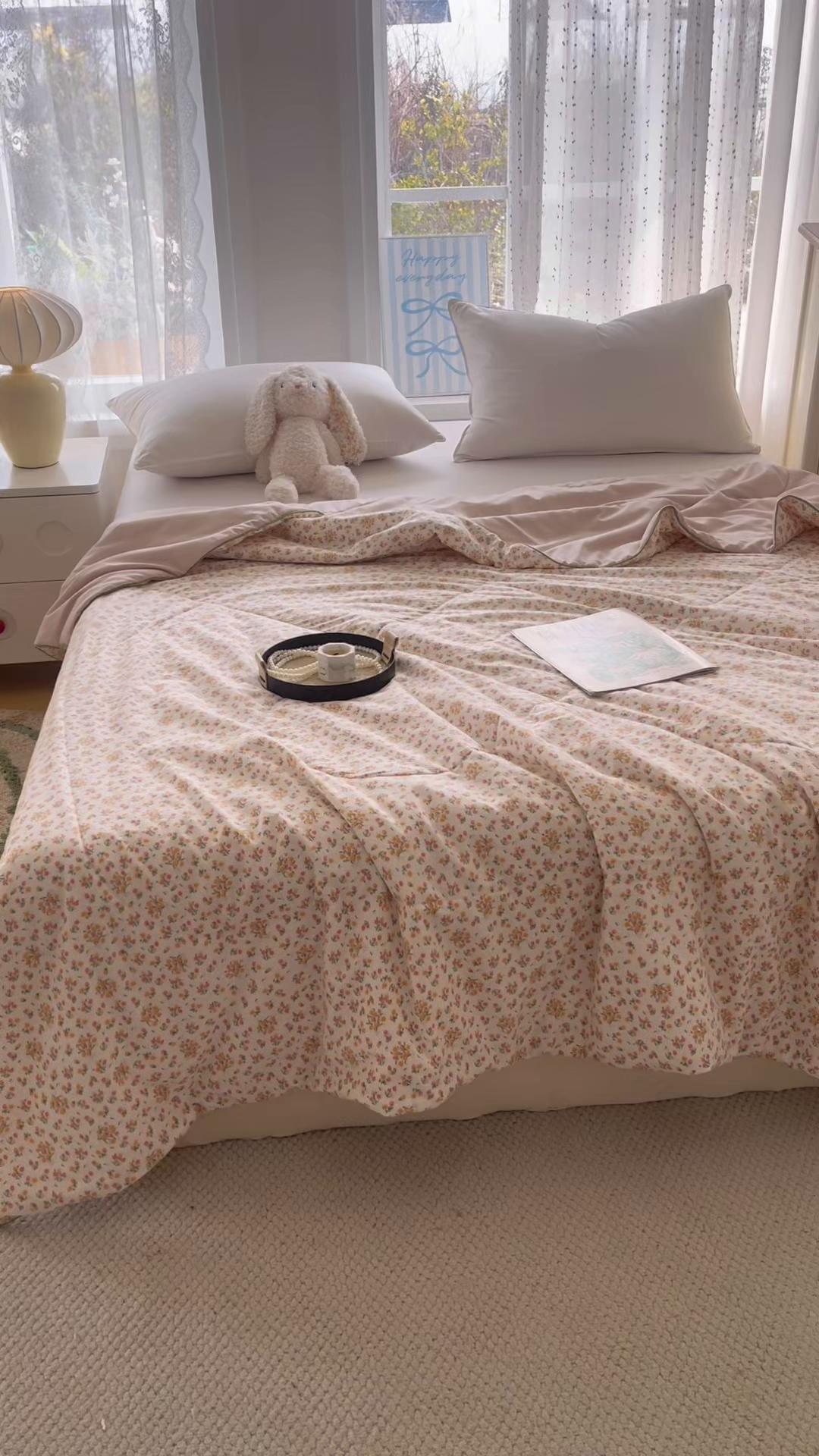 91家纺网 家纺一手货源 找家纺 宜梦家居 2026新款水洗棉皱皱纱夏被夏凉被空调被 满园春色