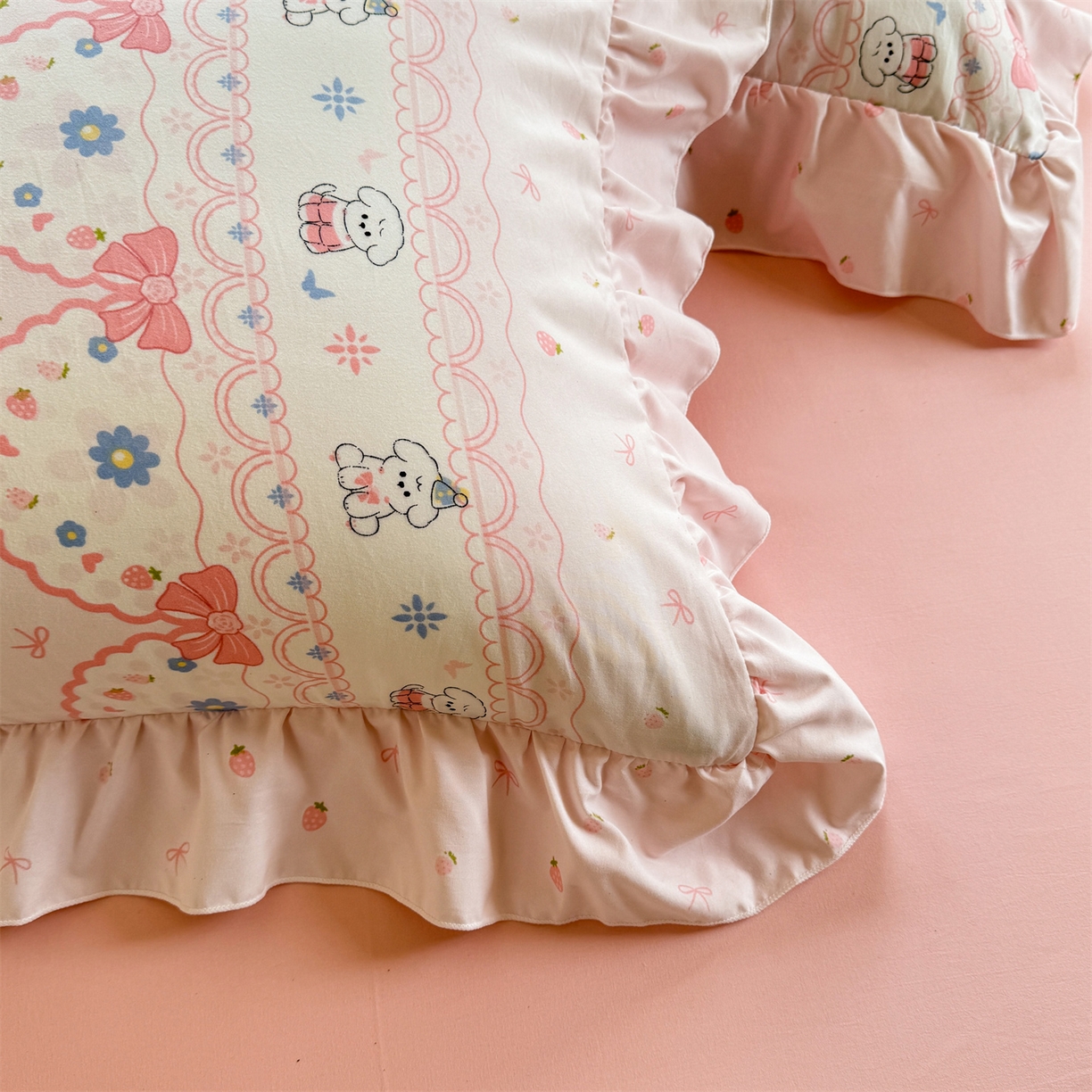 91家纺网 家纺一手货源 找家纺 （总）经年 2026新款韩版花边水洗云朵棉四件套