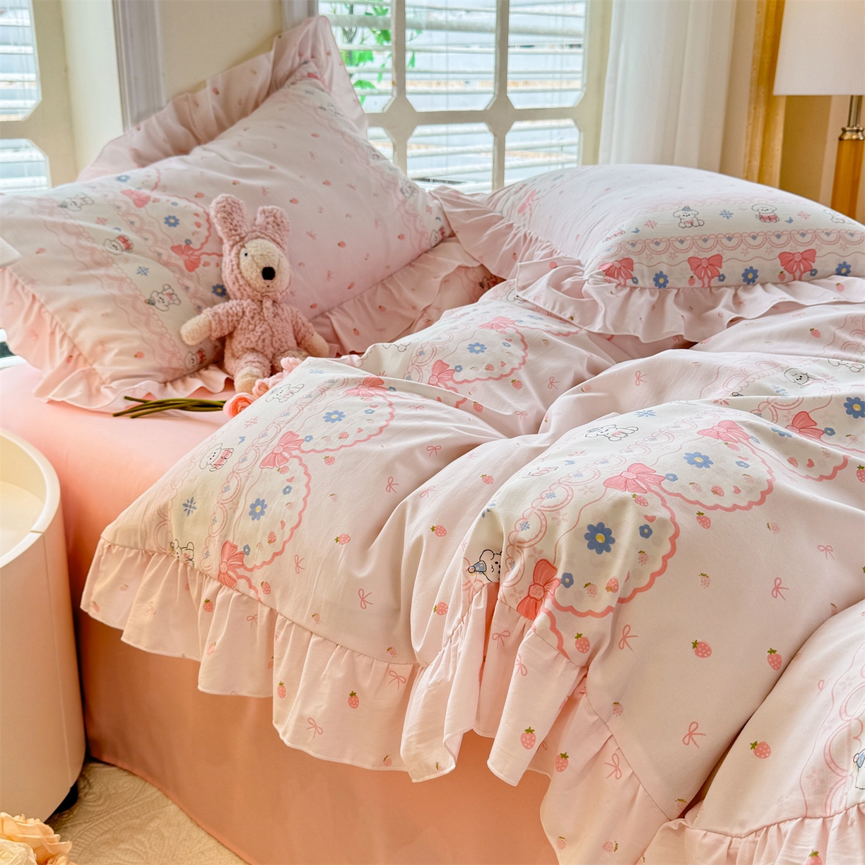 91家纺网 家纺一手货源 找家纺 （总）经年 2026新款韩版花边水洗云朵棉四件套