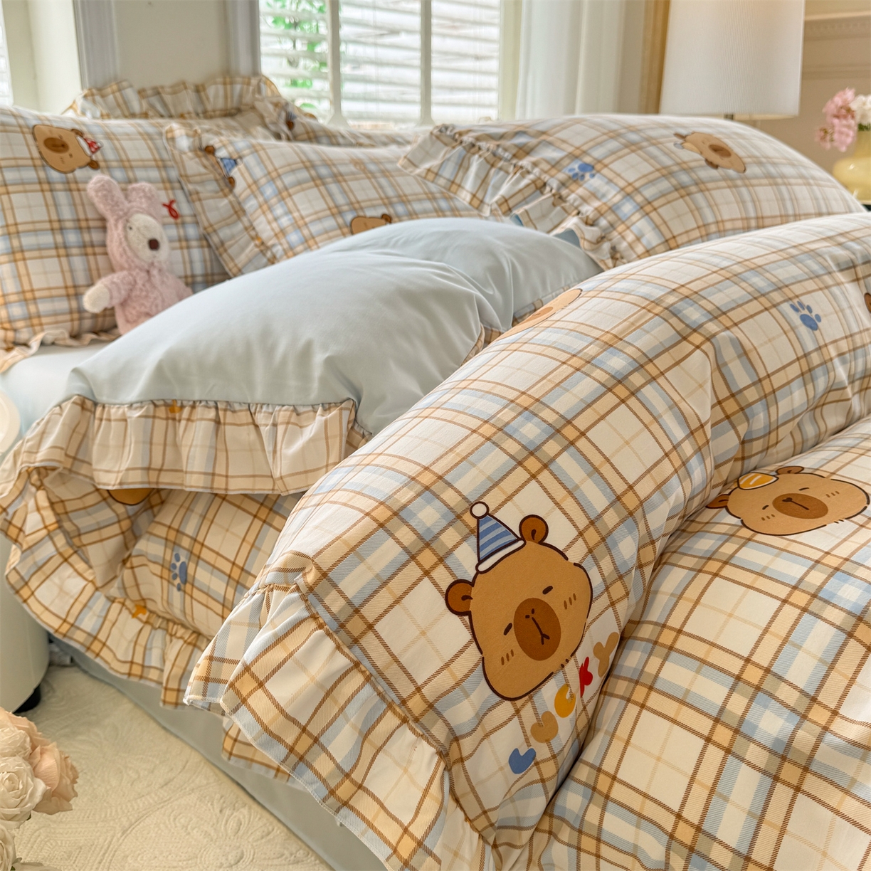 91家纺网 家纺一手货源 找家纺 （总）经年 2026新款韩版花边水洗云朵棉四件套