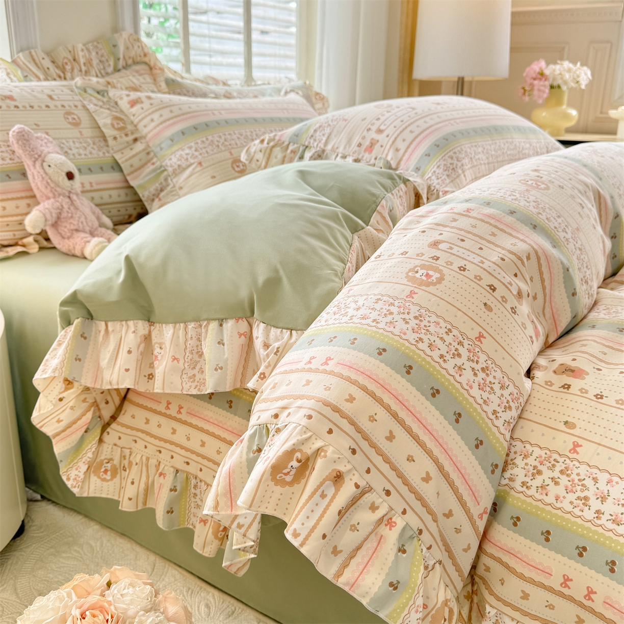 91家纺网 家纺一手货源 找家纺 （总）经年 2026新款韩版花边水洗云朵棉四件套