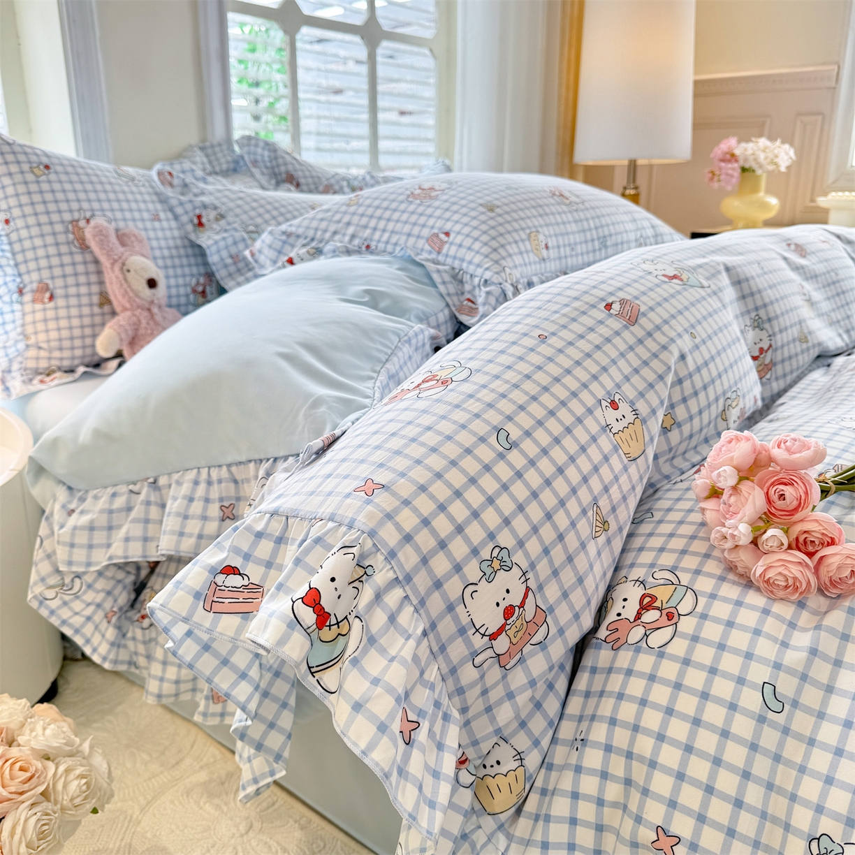 91家纺网 家纺一手货源 找家纺 （总）经年 2026新款韩版花边水洗云朵棉四件套