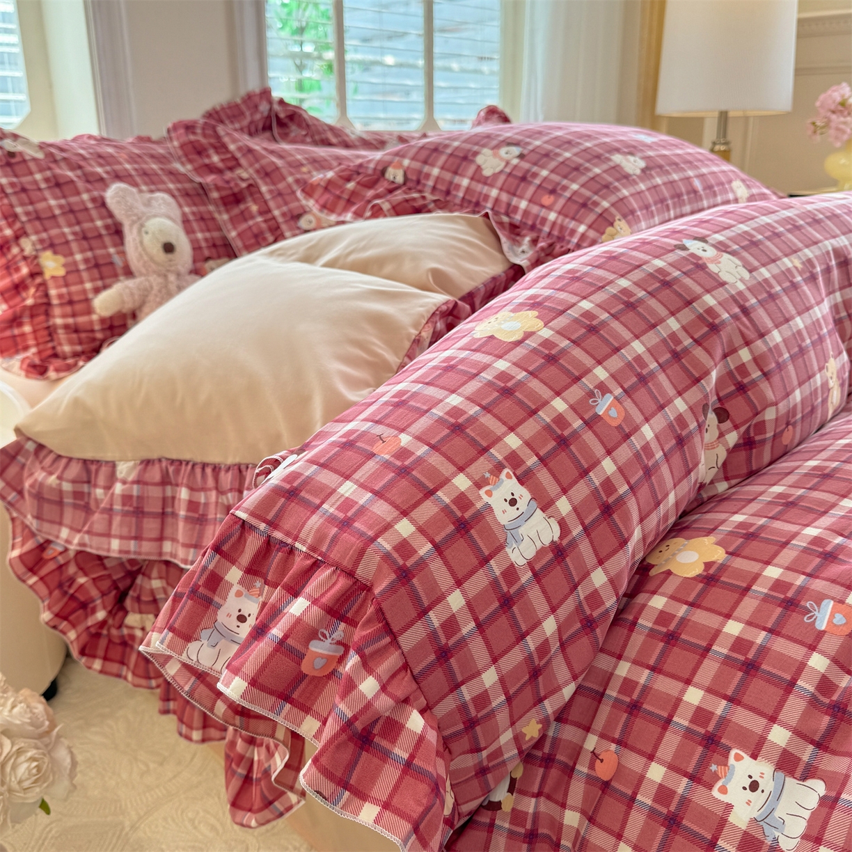 经年 2026新款韩版花边水洗云朵棉四件套 奶芙酱