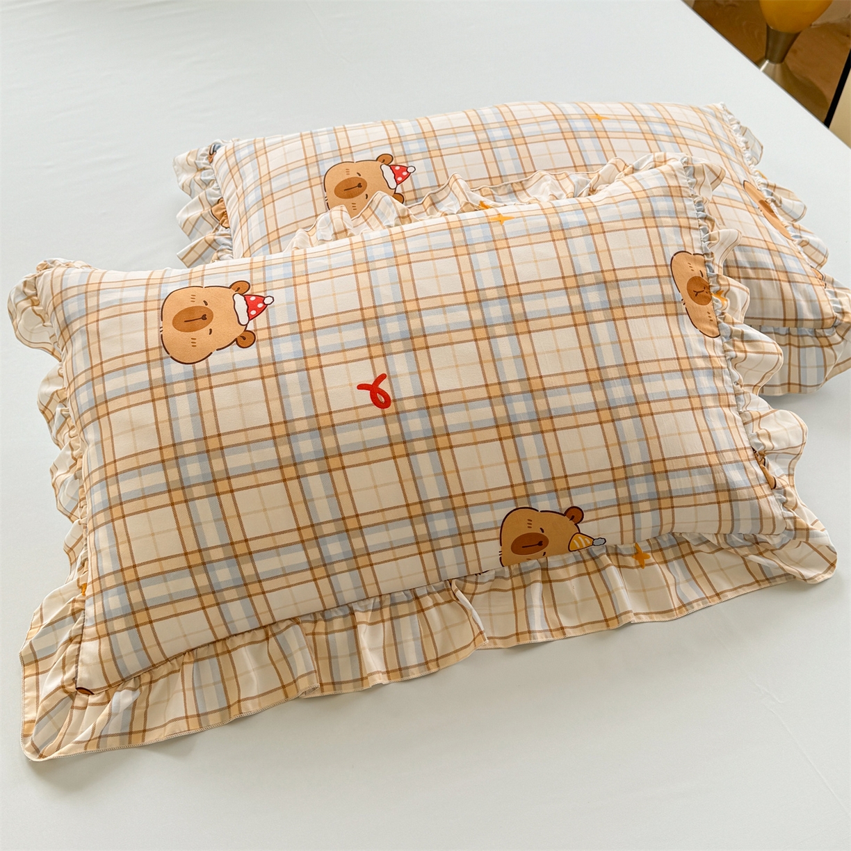 91家纺网 家纺一手货源 找家纺 经年 2026新款韩版花边水洗云朵棉四件套 卡皮吧啦