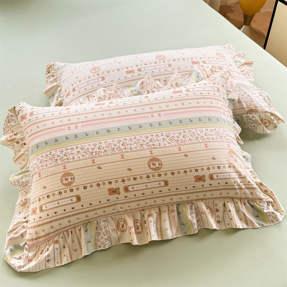 91家纺网 家纺一手货源 找家纺 经年 2026新款韩版花边水洗云朵棉四件套 泡芙小兔