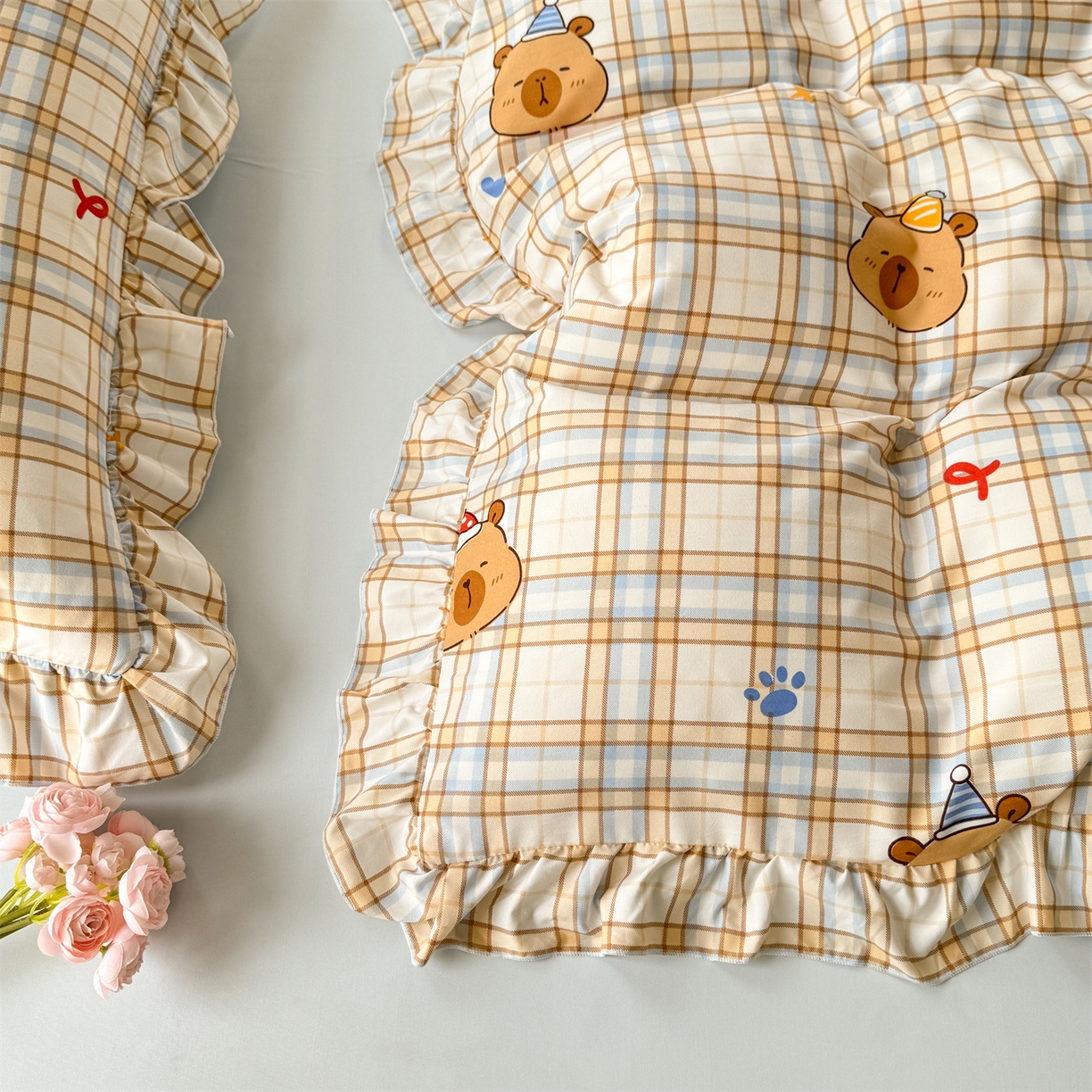 91家纺网 家纺一手货源 找家纺 经年 2026新款韩版花边水洗云朵棉四件套 卡皮吧啦