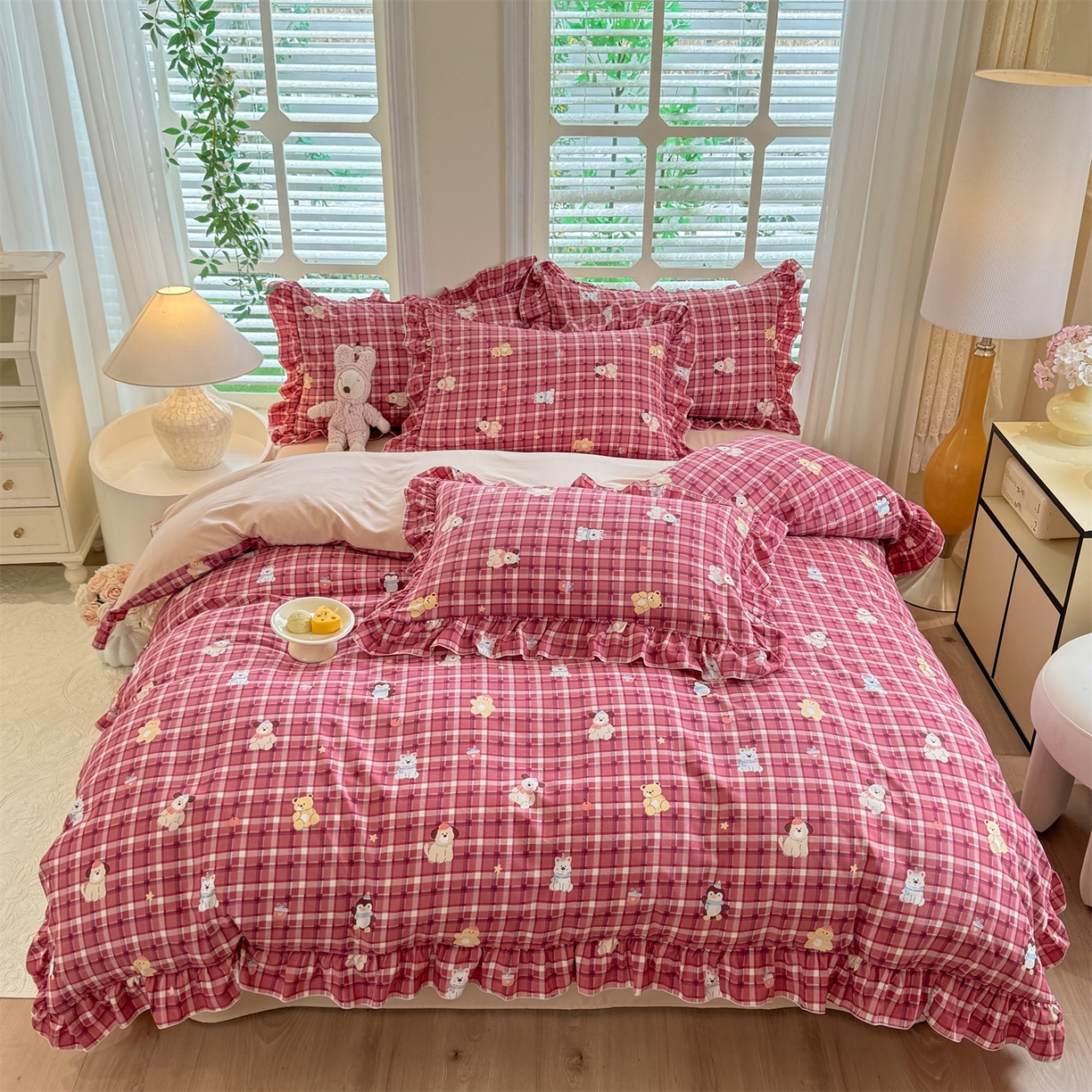 91家纺网 家纺一手货源 找家纺 经年 2026新款韩版花边水洗云朵棉四件套 奶芙酱