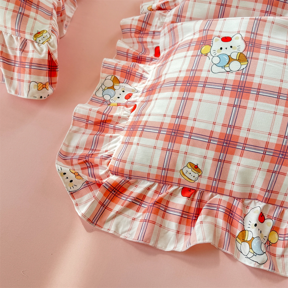 91家纺网 家纺一手货源 找家纺 经年 2026新款韩版花边水洗云朵棉四件套 复古K猫粉