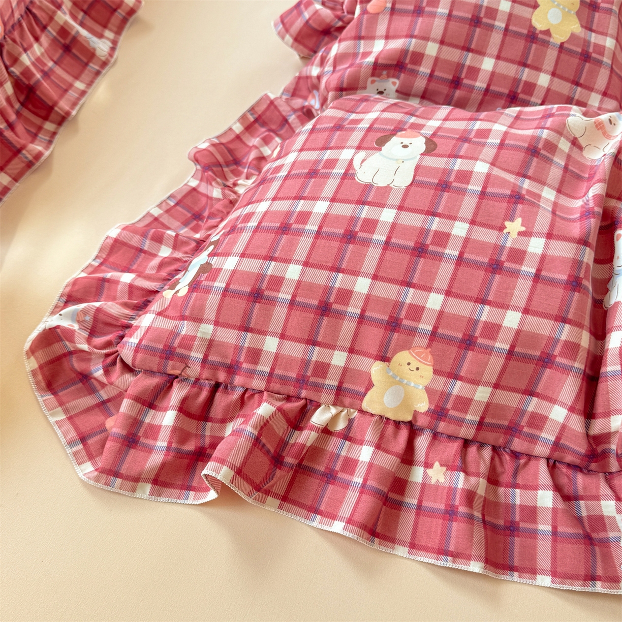 91家纺网 家纺一手货源 找家纺 经年 2026新款韩版花边水洗云朵棉四件套 奶芙酱