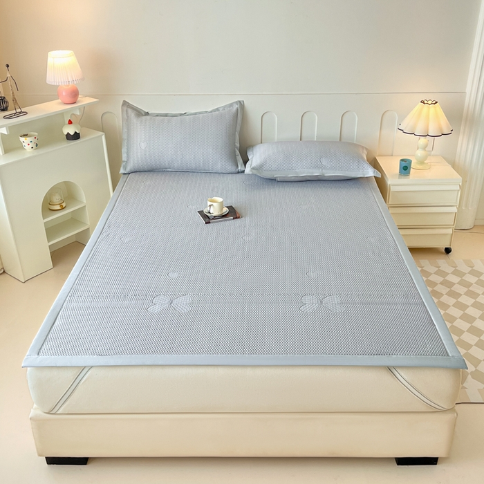 91家纺网 家纺一手货源 找家纺 月茶家纺 2026春夏新款A类凉豆豆凉感席凉席席子-冰蝶 冰蝶-灰色