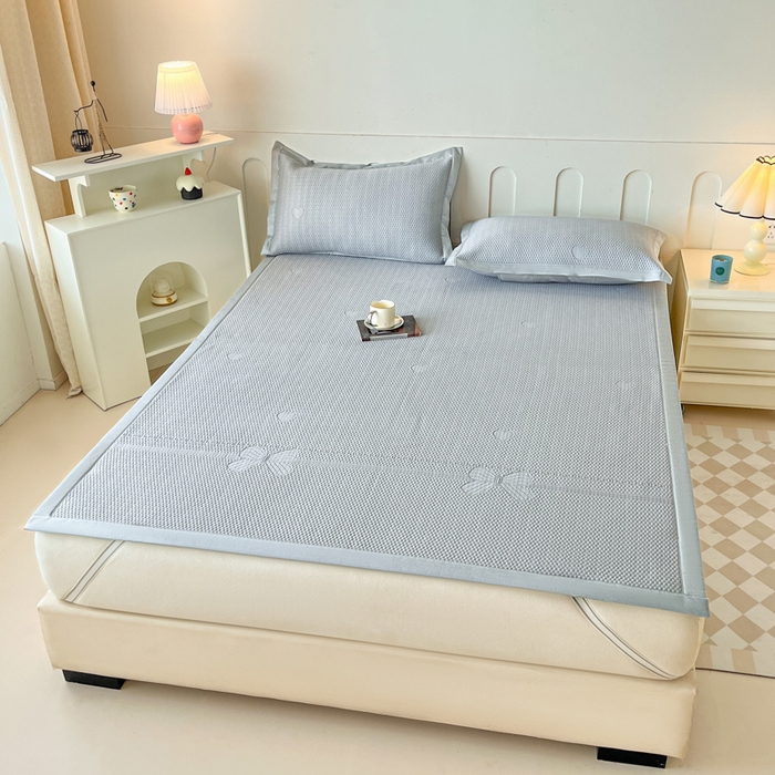 91家纺网 家纺一手货源 找家纺 月茶家纺 2026春夏新款A类凉豆豆凉感席凉席席子-冰蝶 冰蝶-灰色