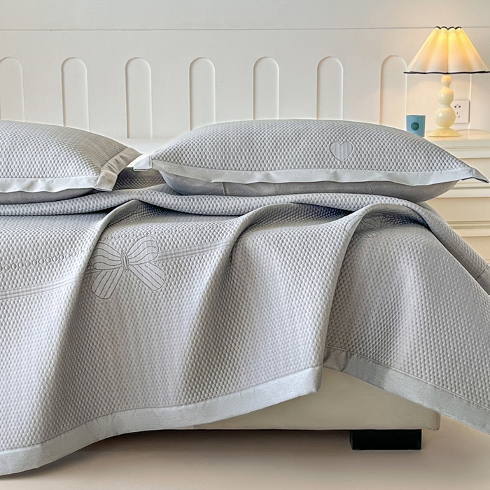 91家纺网 家纺一手货源 找家纺 月茶家纺 2026春夏新款A类凉豆豆凉感席凉席席子-冰蝶 冰蝶-灰色