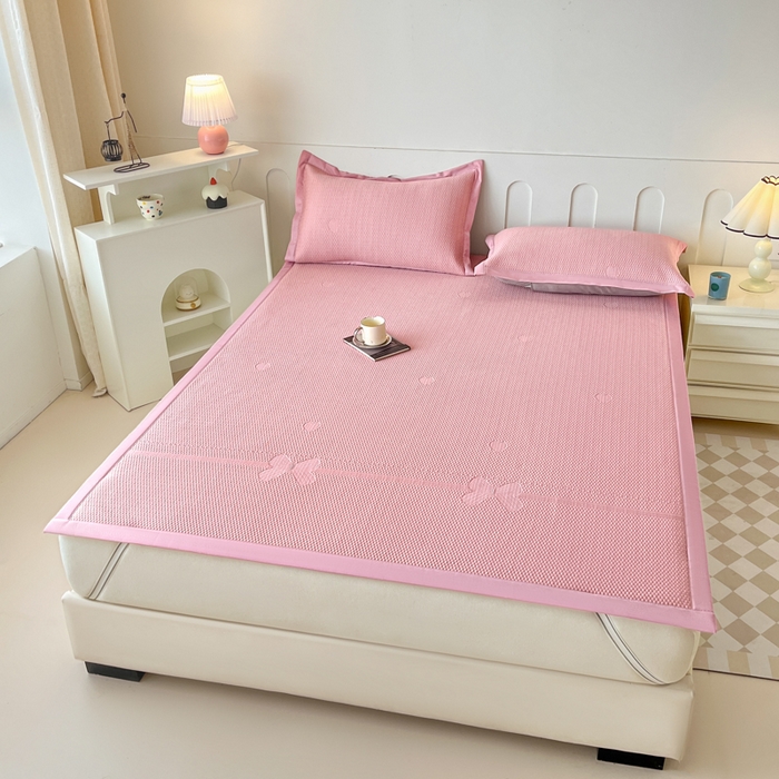 91家纺网 家纺一手货源 找家纺 月茶家纺 2026春夏新款A类凉豆豆凉感席凉席席子-冰蝶 冰蝶-粉色