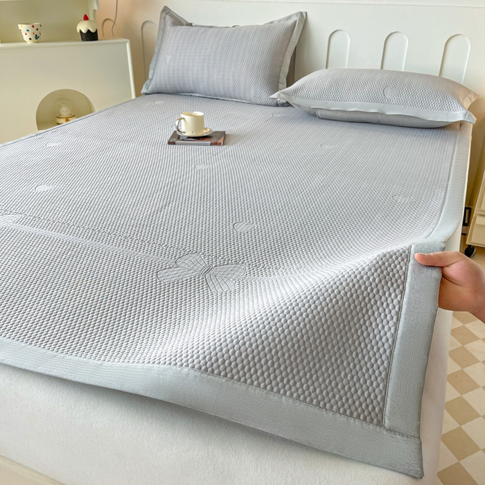 91家纺网 家纺一手货源 找家纺 月茶家纺 2026春夏新款A类凉豆豆凉感席凉席席子-冰蝶 冰蝶-灰色