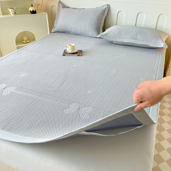 91家纺网 家纺一手货源 找家纺 月茶家纺 2026春夏新款A类凉豆豆凉感席凉席席子-冰蝶 冰蝶-灰色