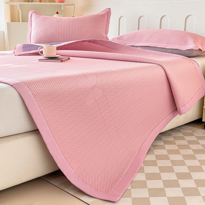 91家纺网 家纺一手货源 找家纺 月茶家纺 2026春夏新款A类凉豆豆凉感席凉席席子-冰蝶 冰蝶-粉色