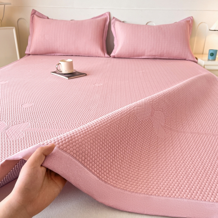 91家纺网 家纺一手货源 找家纺 月茶家纺 2026春夏新款A类凉豆豆凉感席凉席席子-冰蝶 冰蝶-粉色