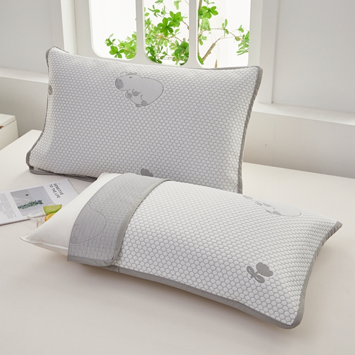 翎盈家纺 2026新款夏季卡通凉感冰豆豆枕巾可水洗枕头巾单枕巾枕巾单件 卡皮巴拉灰