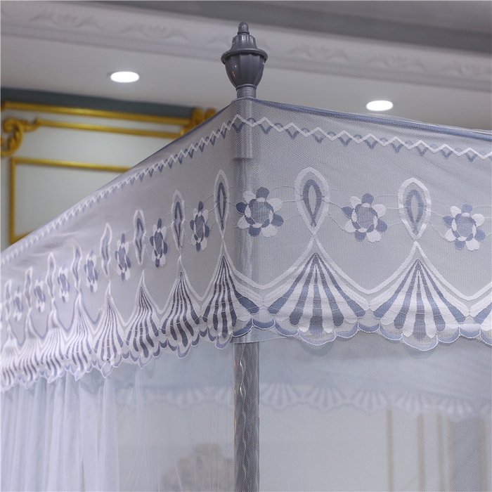 91家纺网 家纺一手货源 找家纺 冉美家纺 2026春夏新款防尘款宫廷蚊帐-叶语 叶语-灰色