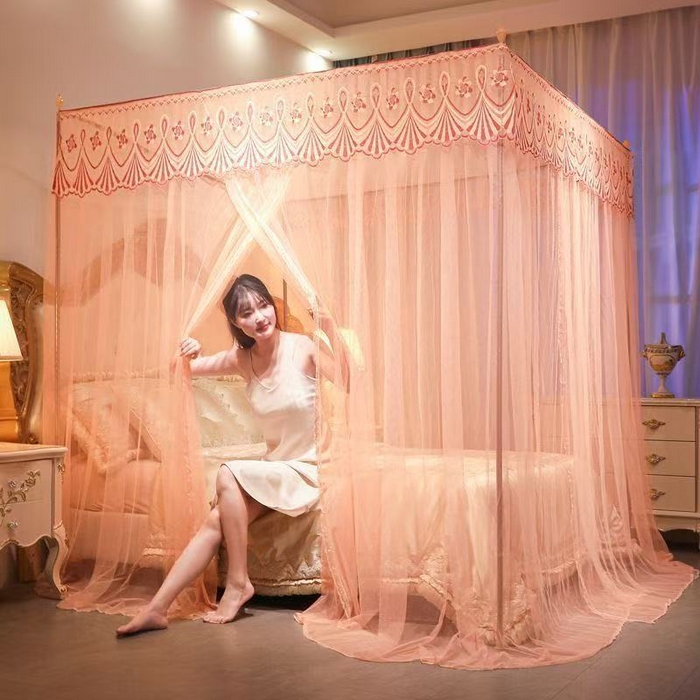 91家纺网 家纺一手货源 找家纺 冉美家纺 2026春夏新款防尘款宫廷蚊帐-叶语 叶语-玉色