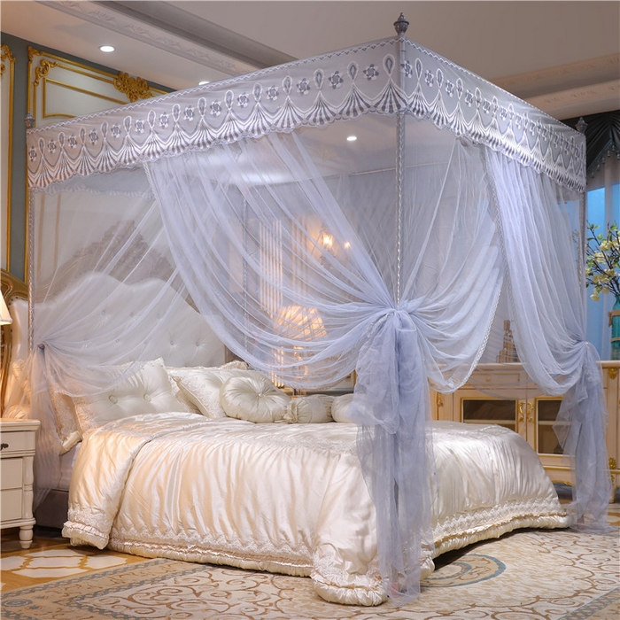 冉美家纺 2026春夏新款防尘款宫廷蚊帐-叶语 叶语-灰色