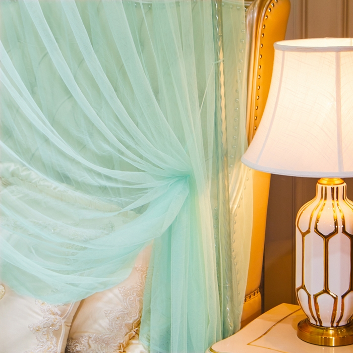91家纺网 家纺一手货源 找家纺 冉美家纺 2026春夏新款防尘款宫廷蚊帐-叶语 叶语-水绿