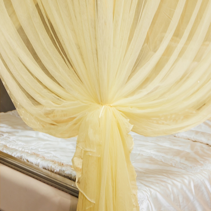 91家纺网 家纺一手货源 找家纺 冉美家纺 2026春夏新款防尘款宫廷蚊帐-叶语 叶语-米黄