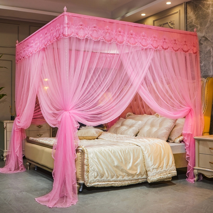 冉美家纺 2026春夏新款防尘款宫廷蚊帐-叶语 叶语-粉色