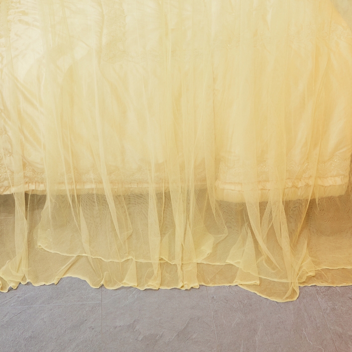 91家纺网 家纺一手货源 找家纺 冉美家纺 2026春夏新款防尘款宫廷蚊帐-叶语 叶语-米黄