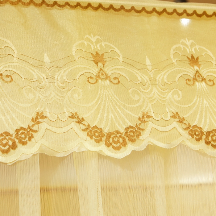 91家纺网 家纺一手货源 找家纺 冉美家纺 2026春夏新款防尘款宫廷蚊帐-叶语 叶语-米黄