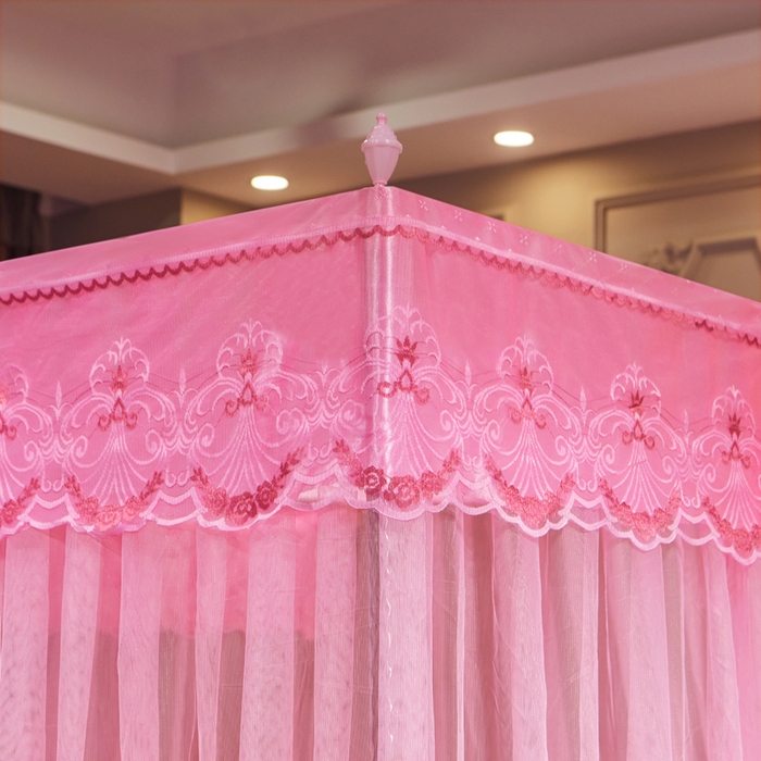 91家纺网 家纺一手货源 找家纺 冉美家纺 2026春夏新款防尘款宫廷蚊帐-叶语 叶语-粉色