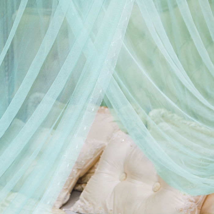 91家纺网 家纺一手货源 找家纺 冉美家纺 2026春夏新款防尘款宫廷蚊帐-叶语 叶语-水绿