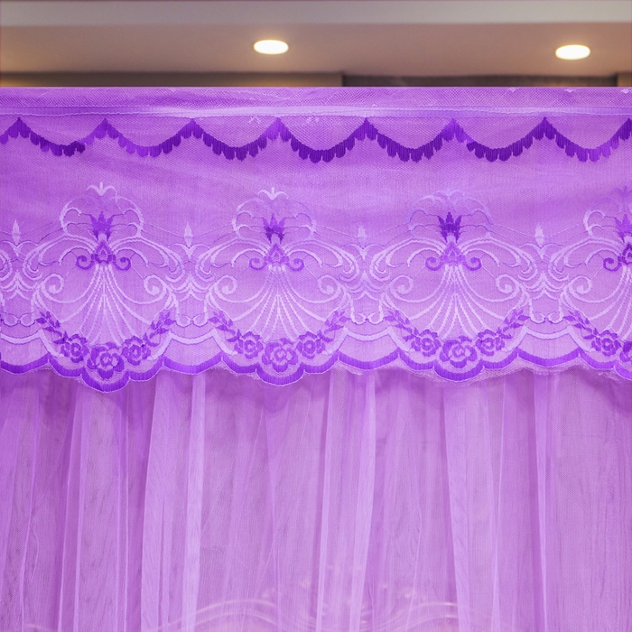 91家纺网 家纺一手货源 找家纺 冉美家纺 2026春夏新款防尘款宫廷蚊帐-叶语 叶语-紫色