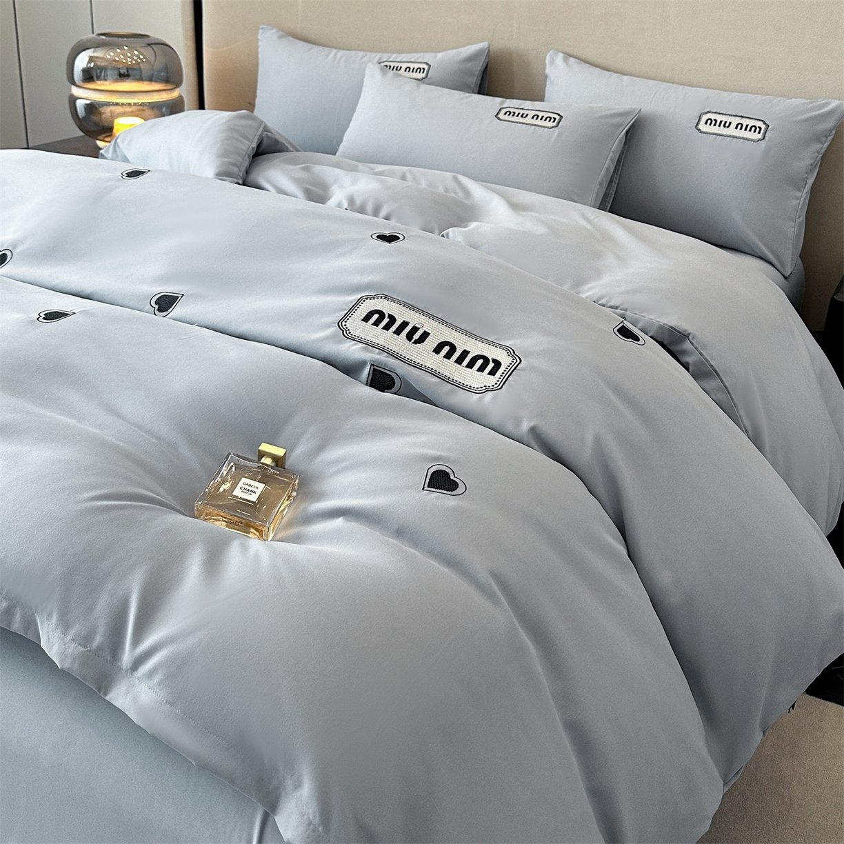 经年 2026春夏新款亲肤棉加厚磨毛刺绣四件套-缪斯 缪斯-浅灰