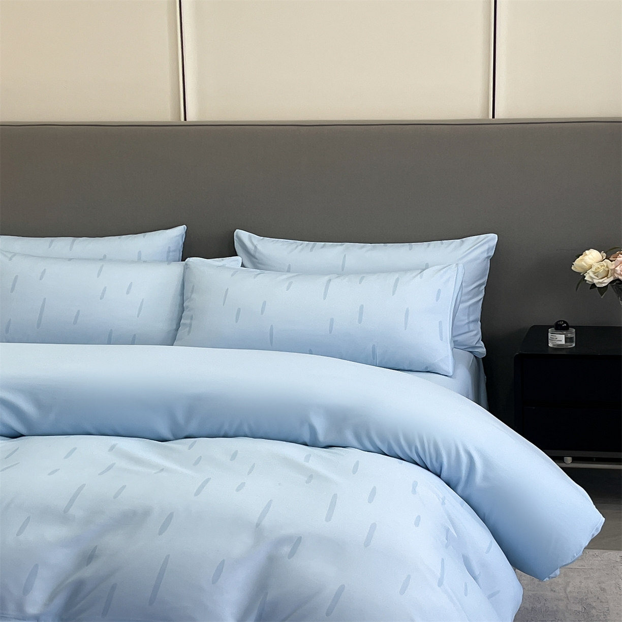 91家纺网 家纺一手货源 找家纺 经年 2026春夏新款亲肤棉加厚磨毛数码印花四件套-流星 流星-蓝