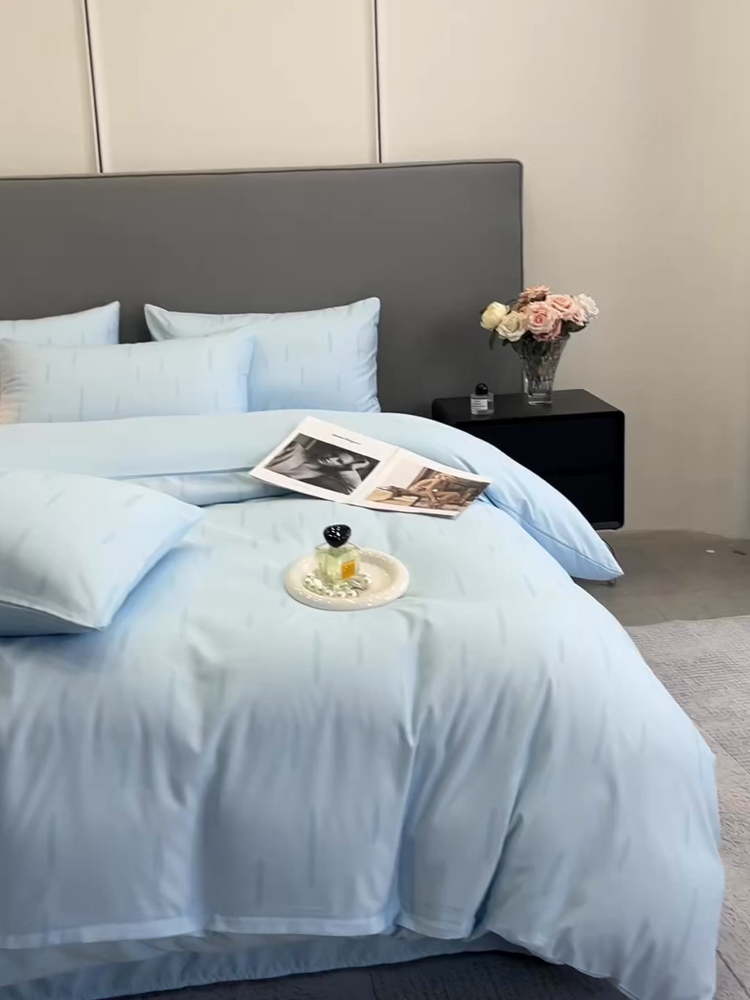 91家纺网 家纺一手货源 找家纺 经年 2026春夏新款亲肤棉加厚磨毛数码印花四件套-流星 流星-蓝