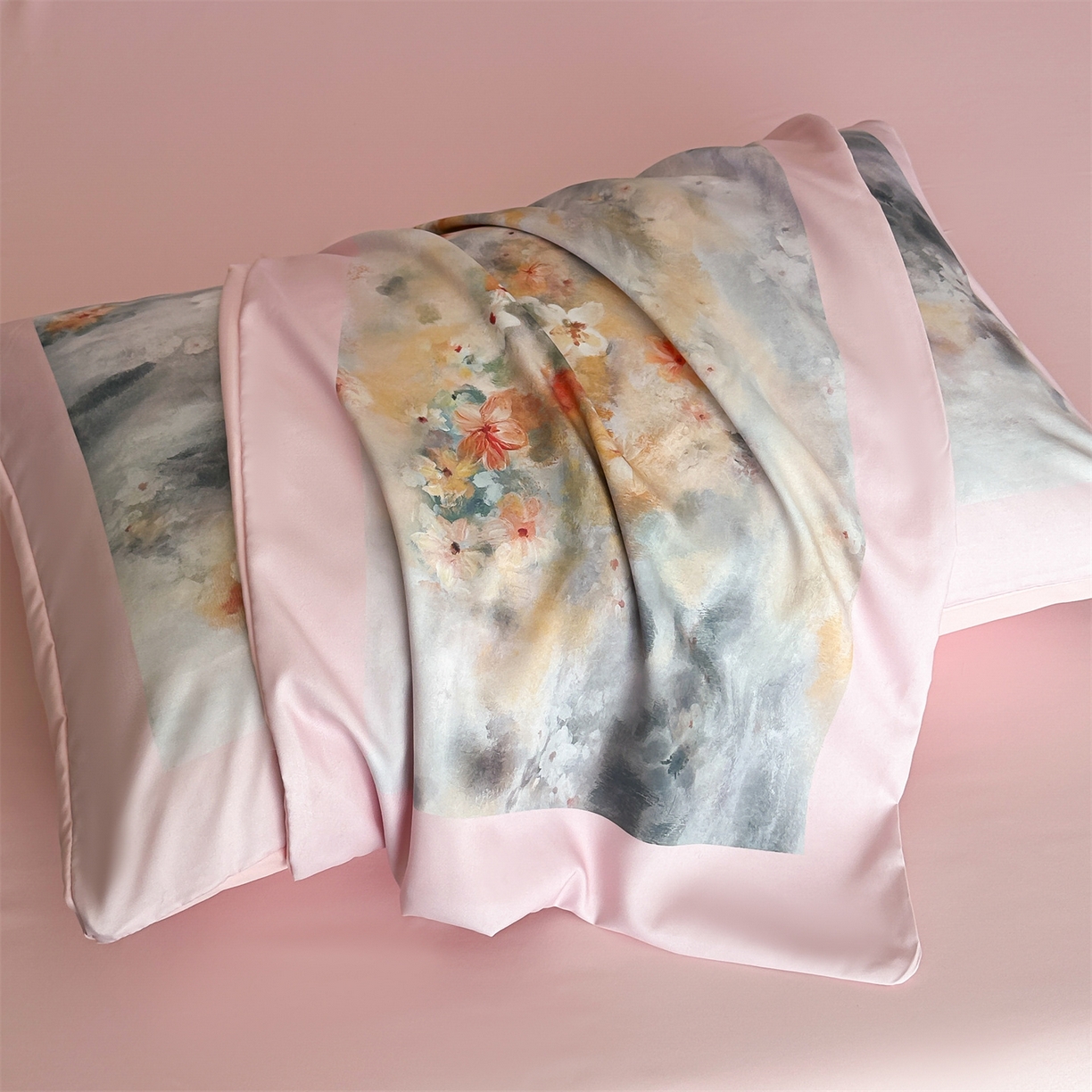 91家纺网 家纺一手货源 找家纺 经年 2026春夏新款亲肤棉加厚磨毛数码印花四件套-倾城 倾城-粉