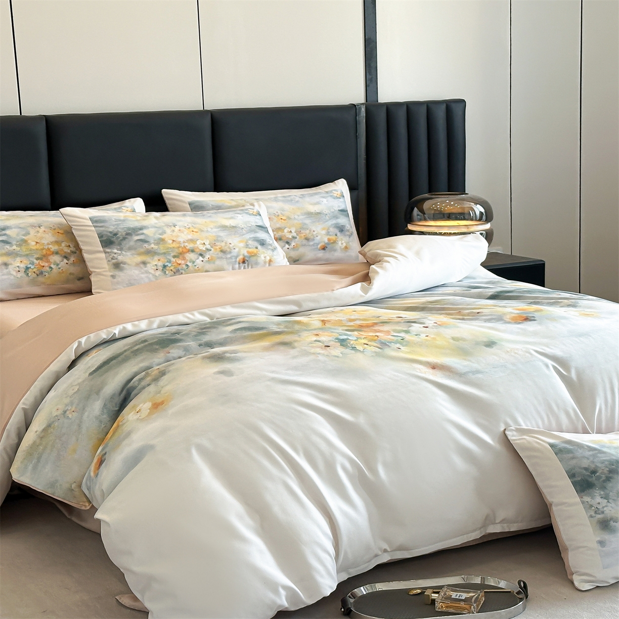 91家纺网 家纺一手货源 找家纺 经年 2026春夏新款亲肤棉加厚磨毛数码印花四件套-倾城 倾城-香槟