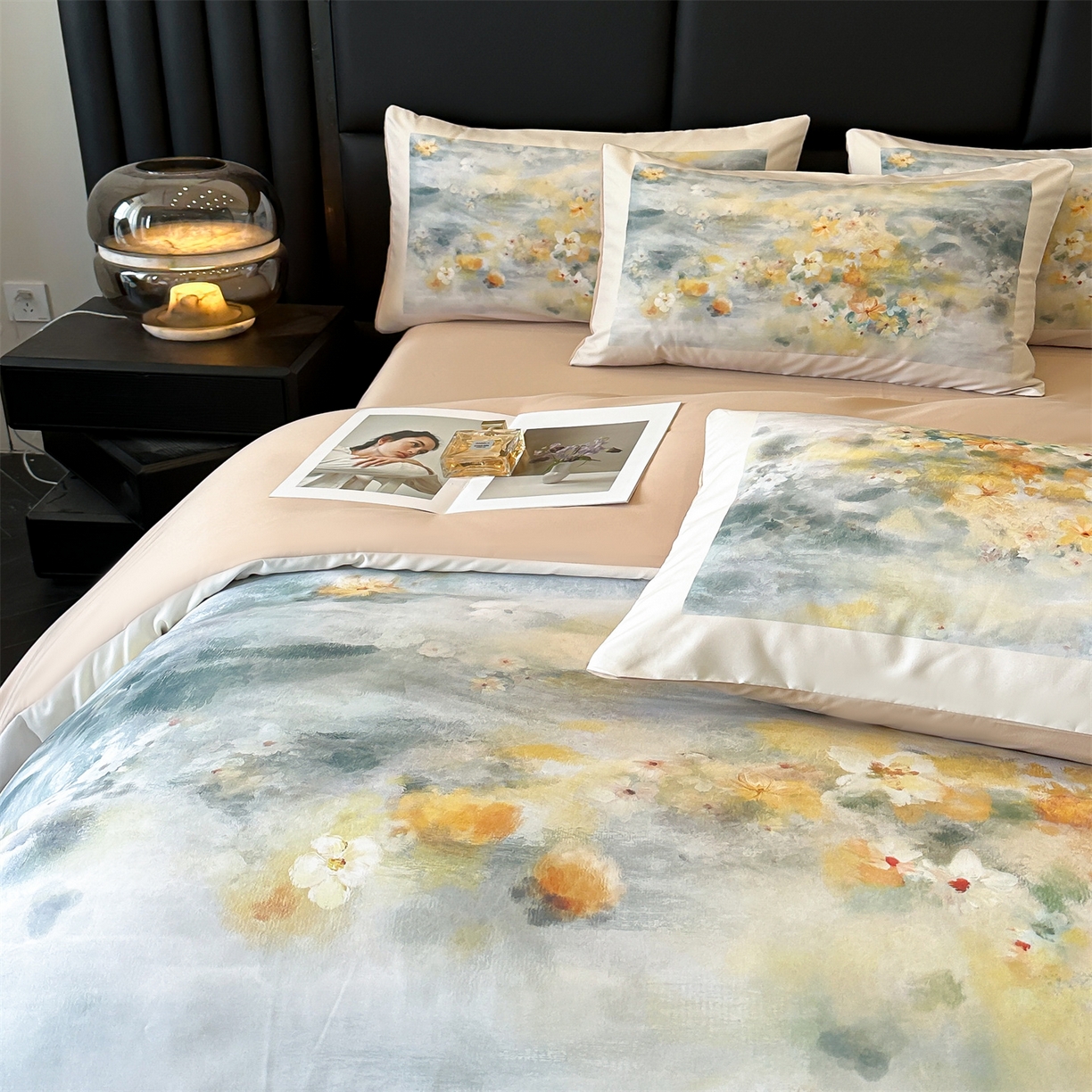 91家纺网 家纺一手货源 找家纺 经年 2026春夏新款亲肤棉加厚磨毛数码印花四件套-倾城 倾城-香槟