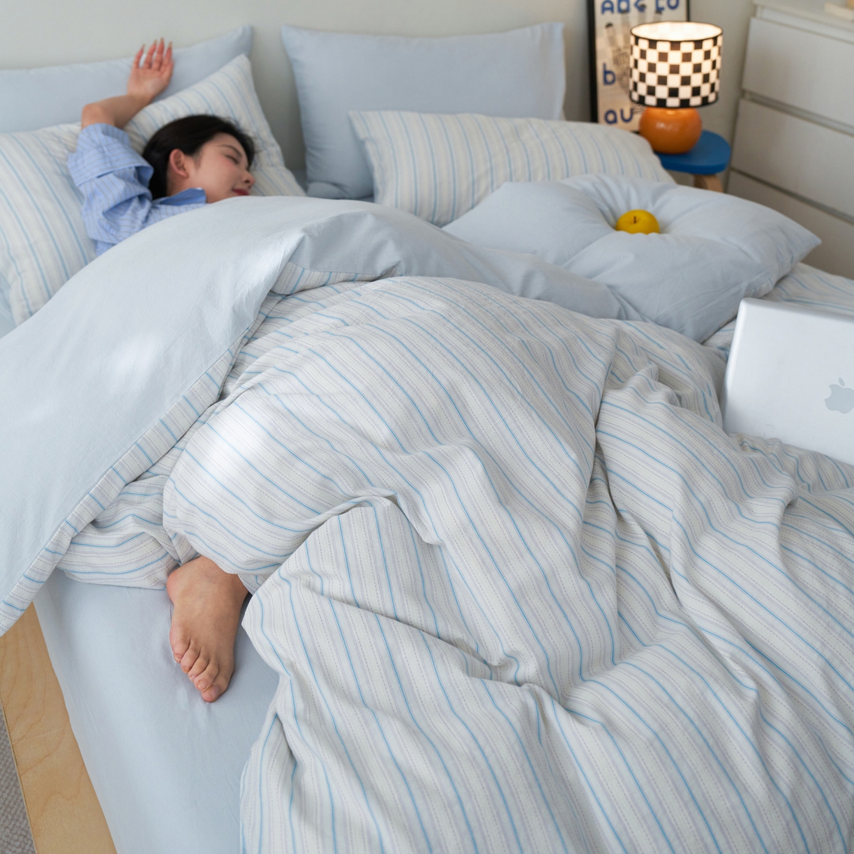 91家纺网 家纺一手货源 找家纺 （总）如一 2026新款色织小提花条纹全棉纯棉水洗棉四件套