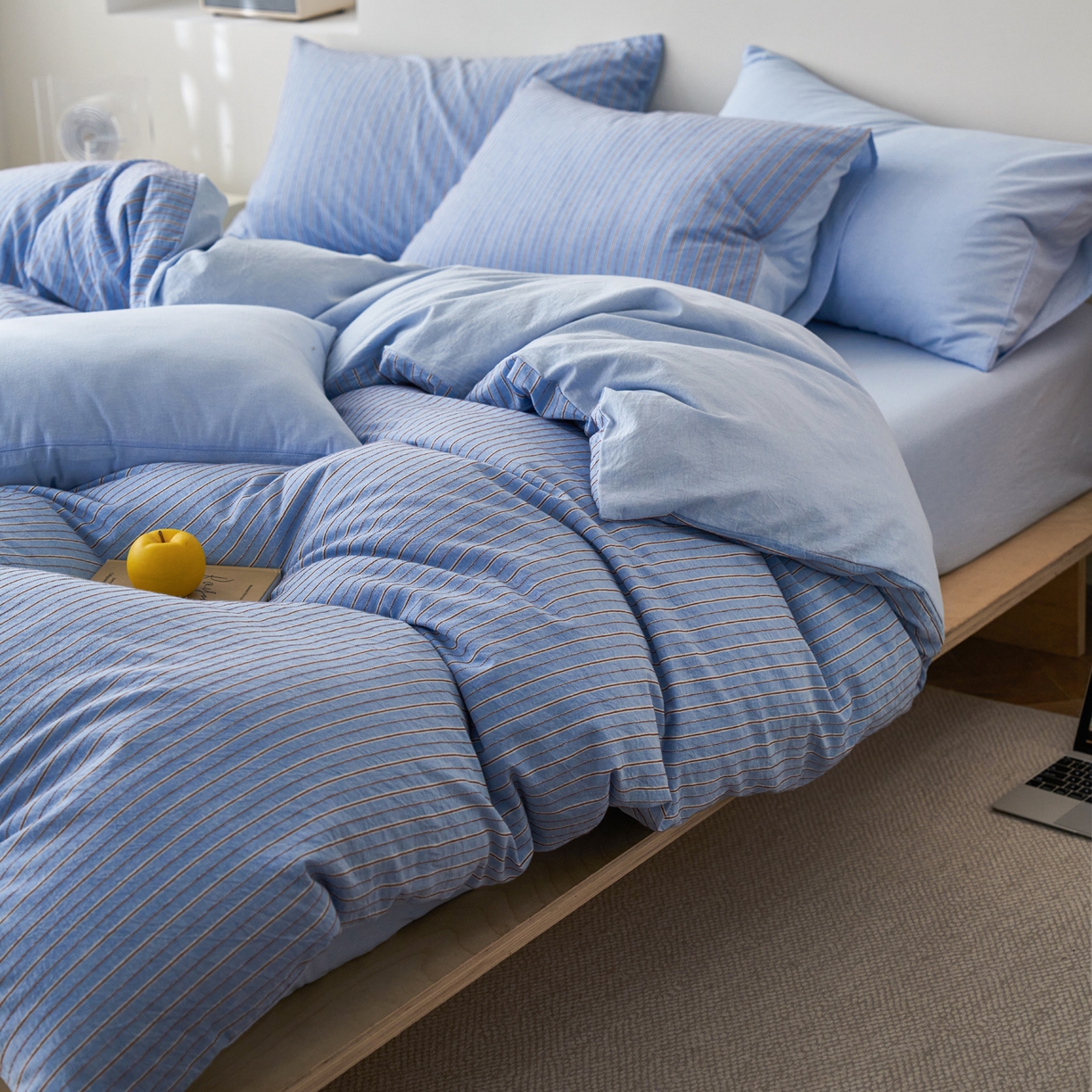 91家纺网 家纺一手货源 找家纺 （总）如一 2026新款色织小提花条纹全棉纯棉水洗棉四件套