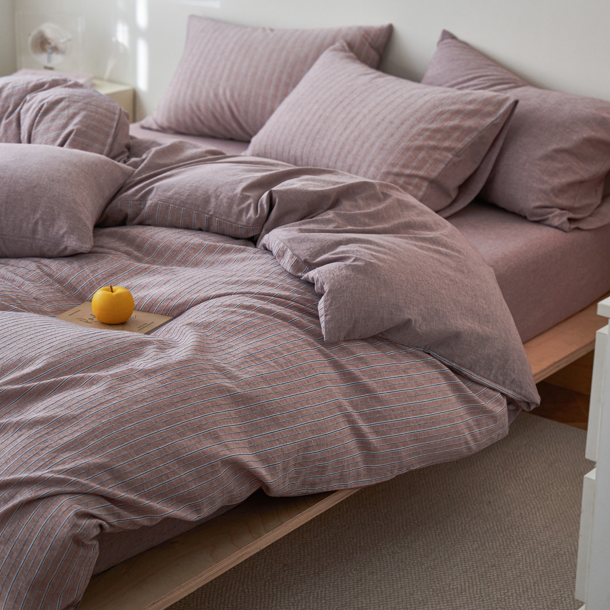 91家纺网 家纺一手货源 找家纺 （总）如一 2026新款色织小提花条纹全棉纯棉水洗棉四件套