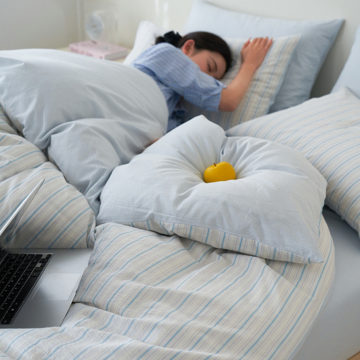 91家纺网 家纺一手货源 找家纺 如一 2026新款色织小提花条纹全棉纯棉水洗棉四件套 织野-蓝