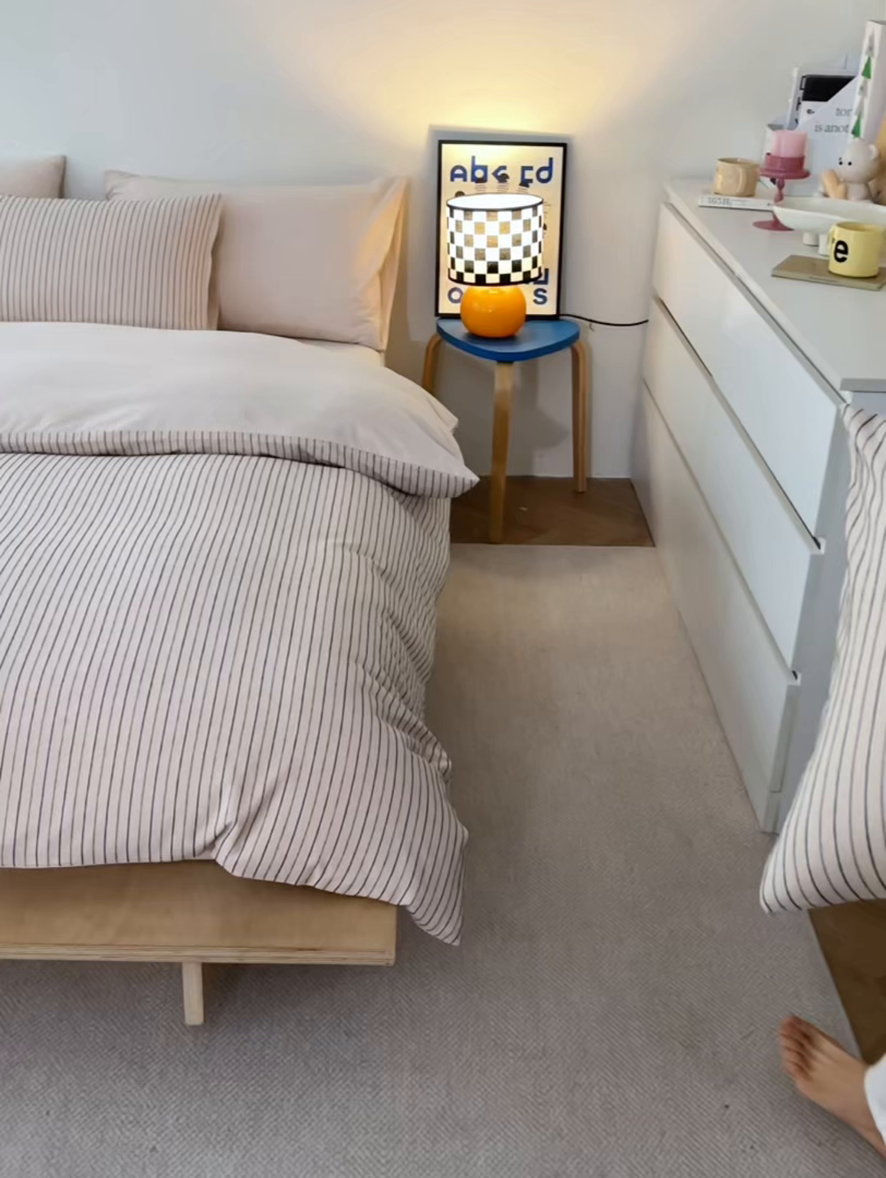 91家纺网 家纺一手货源 找家纺 如一 2026新款色织小提花条纹全棉纯棉水洗棉四件套 禾风-驼